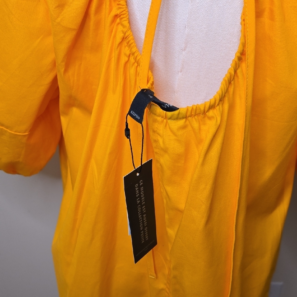 Banana Republic Factory Orange Puff Sleeve Mini Dress – NWT 100% Cotton Keyhole - Picture 7 of 7